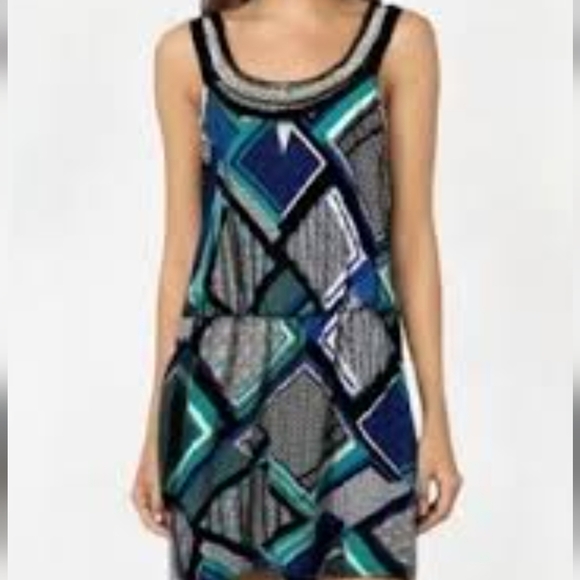 Sandra darren Geometric Patterned Sleeveless Dress - Picture 1 of 6